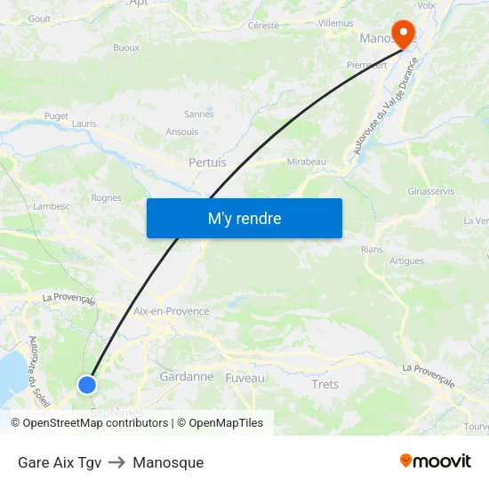 Gare Aix Tgv to Manosque map