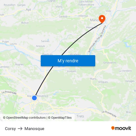 Corsy to Manosque map
