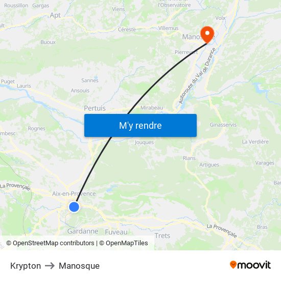 Krypton to Manosque map