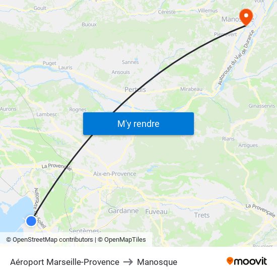Aéroport Marseille-Provence to Manosque map