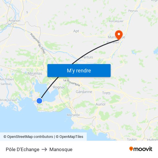 Pôle D'Echange to Manosque map