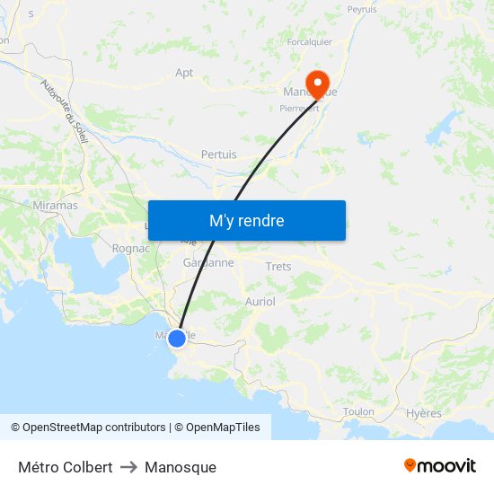 Métro Colbert to Manosque map