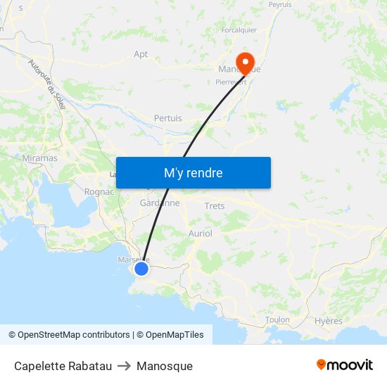 Capelette Rabatau to Manosque map