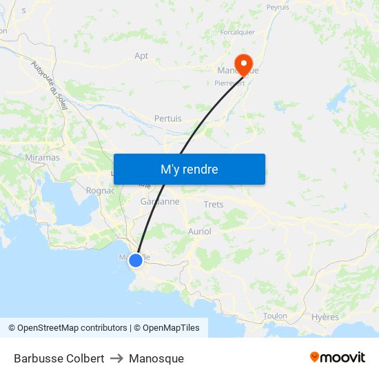 Barbusse Colbert to Manosque map