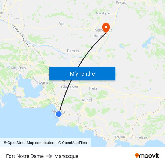 Fort Notre Dame to Manosque map