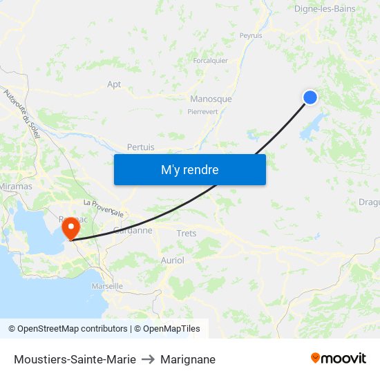 Moustiers-Sainte-Marie to Marignane map