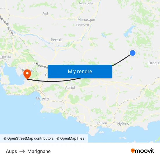 Aups to Marignane map