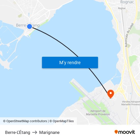 Berre-L'Étang to Marignane map