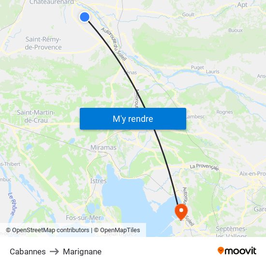 Cabannes to Marignane map