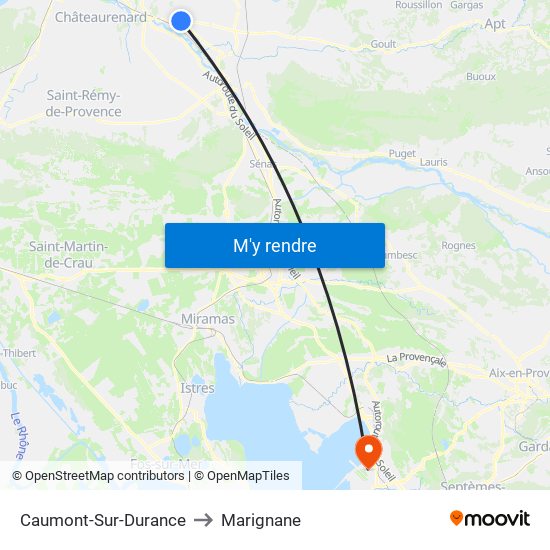 Caumont-Sur-Durance to Marignane map