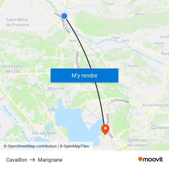 Cavaillon to Marignane map
