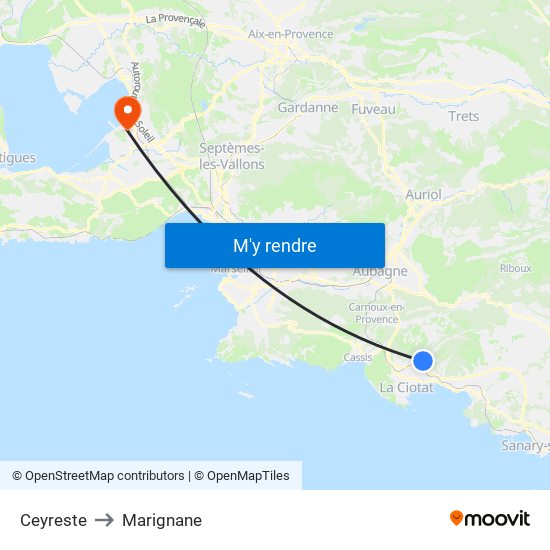 Ceyreste to Marignane map