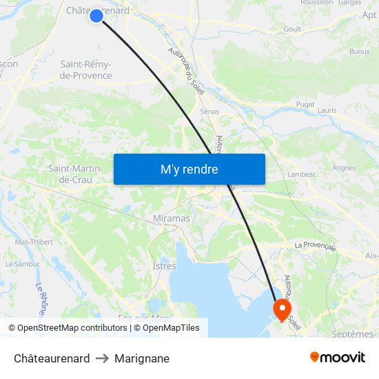 Châteaurenard to Marignane map