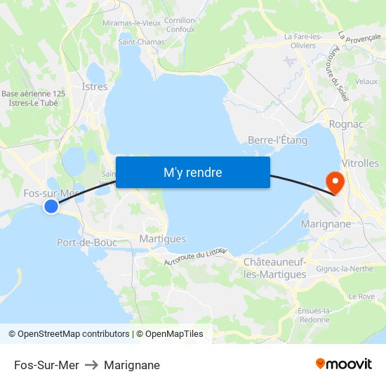 Fos-Sur-Mer to Marignane map