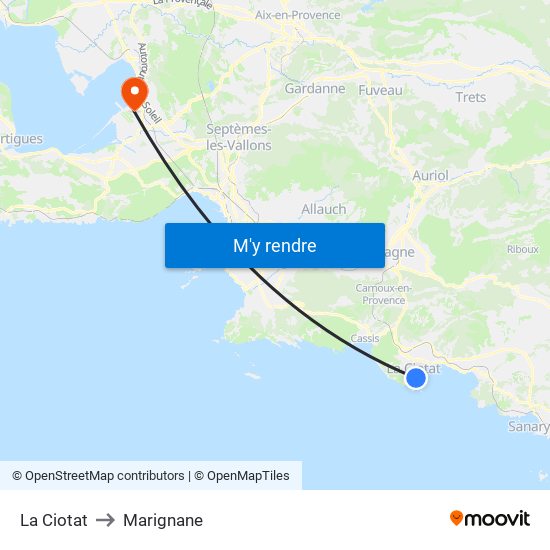 La Ciotat to Marignane map