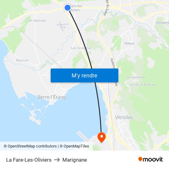 La Fare-Les-Oliviers to Marignane map