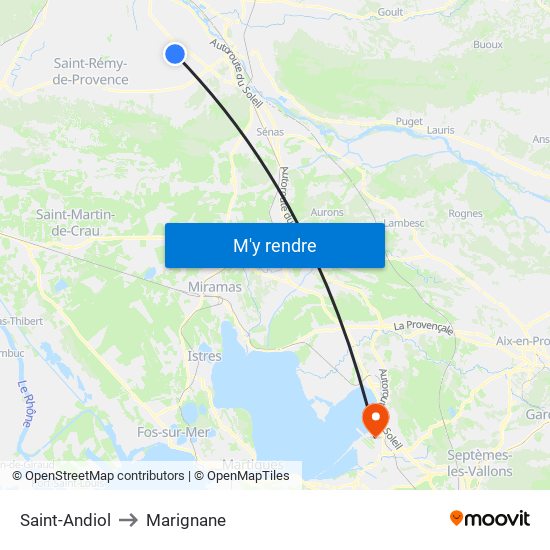 Saint-Andiol to Marignane map