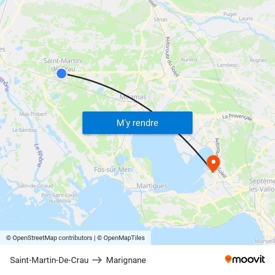 Saint-Martin-De-Crau to Marignane map