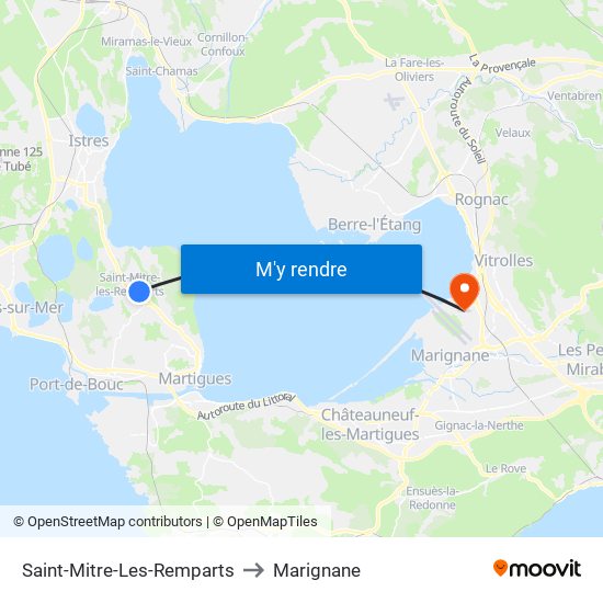 Saint-Mitre-Les-Remparts to Marignane map