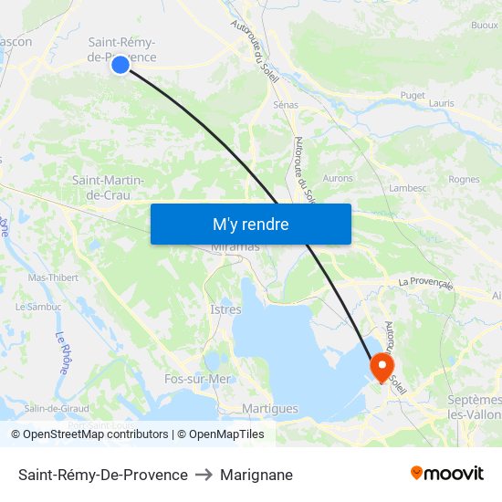 Saint-Rémy-De-Provence to Marignane map