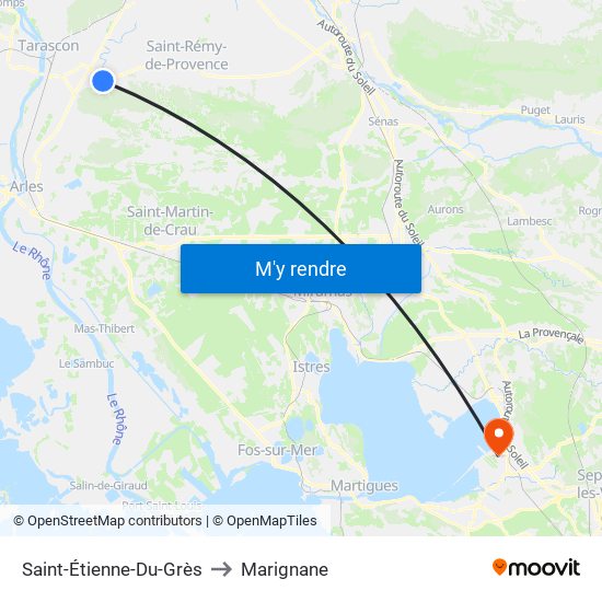 Saint-Étienne-Du-Grès to Marignane map