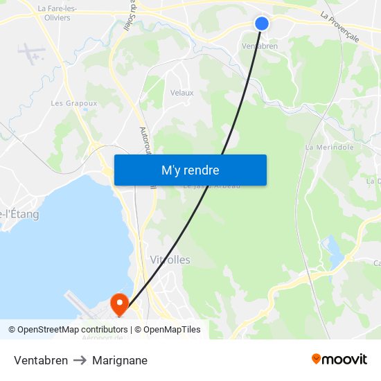 Ventabren to Marignane map