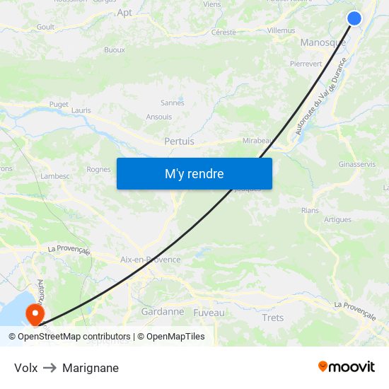 Volx to Marignane map
