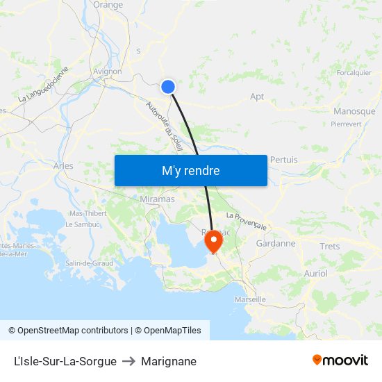 L'Isle-Sur-La-Sorgue to Marignane map