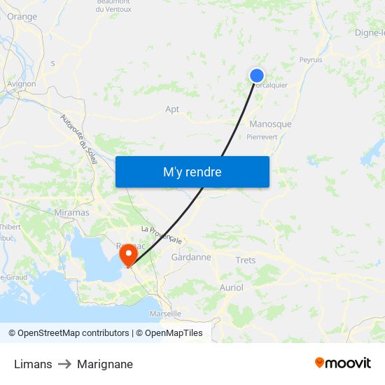 Limans to Marignane map