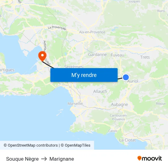 Souque Nègre to Marignane map
