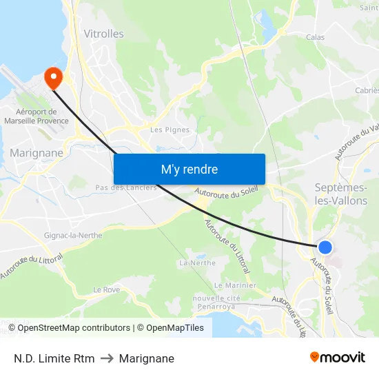 N.D. Limite Rtm to Marignane map