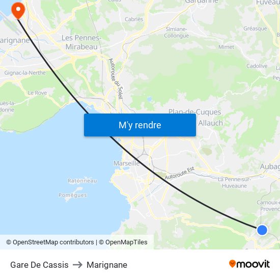 Gare De Cassis to Marignane map