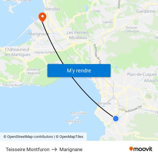 Teisseire Montfuron to Marignane map