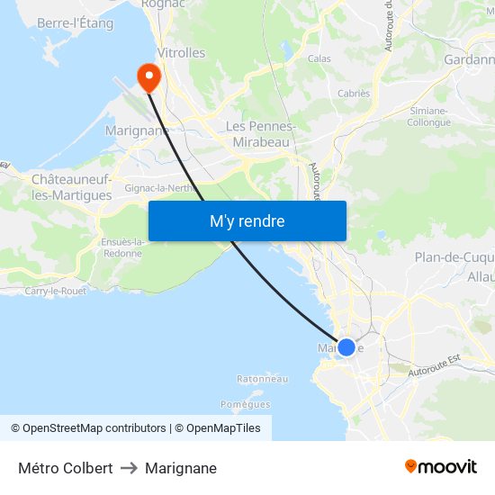 Métro Colbert to Marignane map