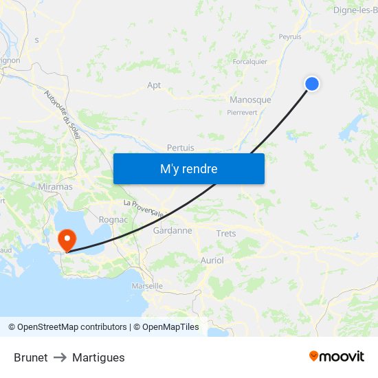 Brunet to Martigues map