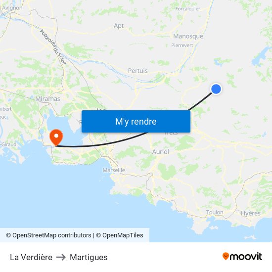 La Verdière to Martigues map