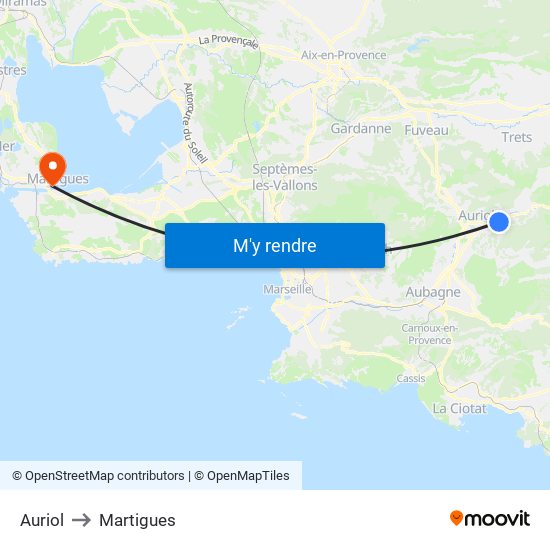 Auriol to Martigues map