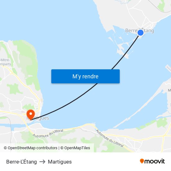 Berre-L'Étang to Martigues map