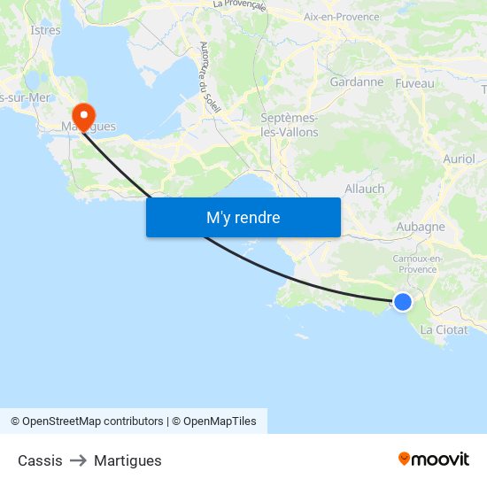 Cassis to Martigues map