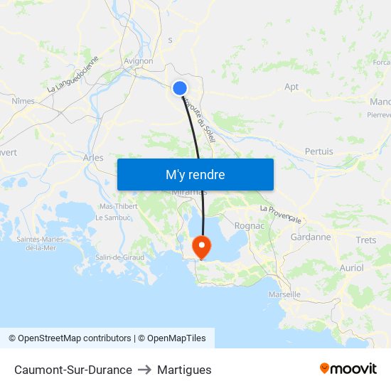 Caumont-Sur-Durance to Martigues map