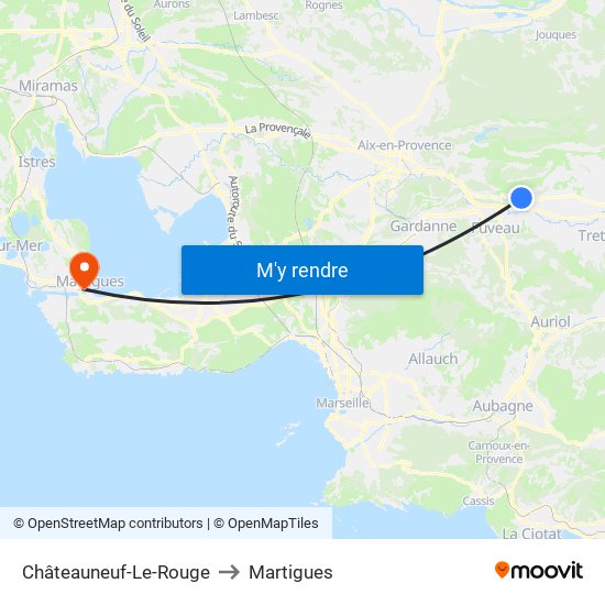 Châteauneuf-Le-Rouge to Martigues map