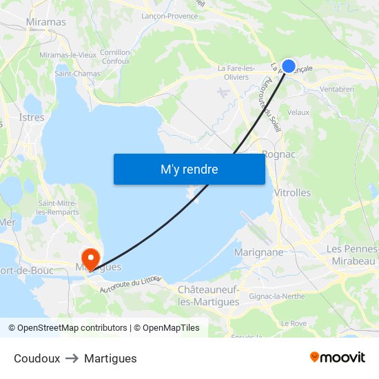 Coudoux to Martigues map
