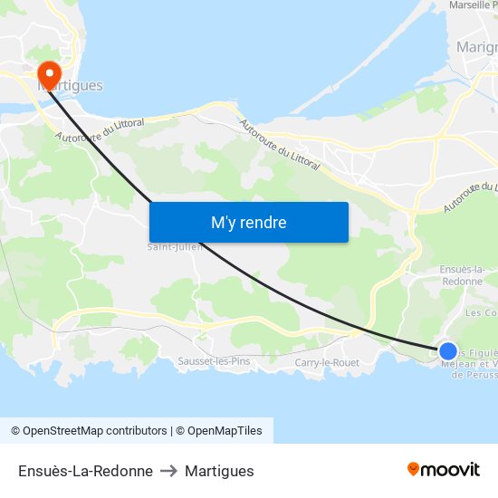 Ensuès-La-Redonne to Martigues map