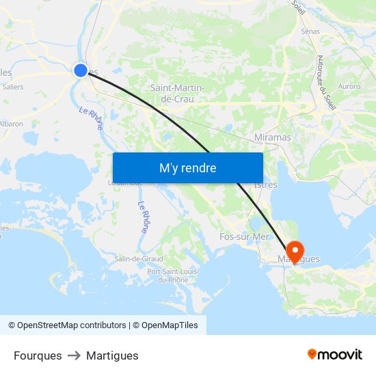 Fourques to Martigues map