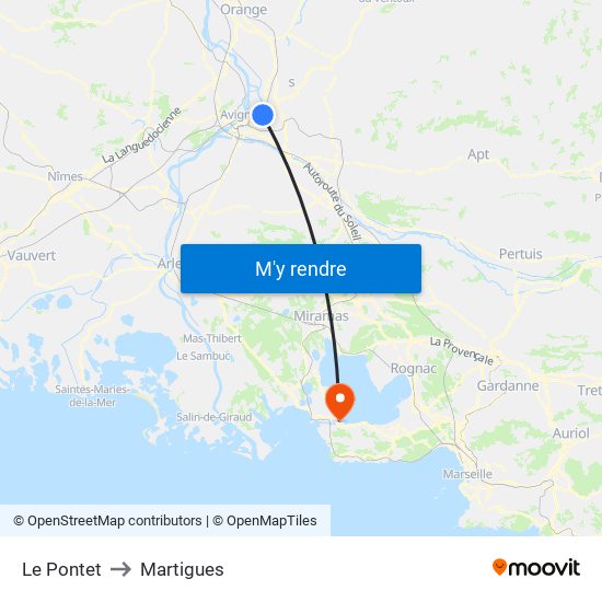 Le Pontet to Martigues map