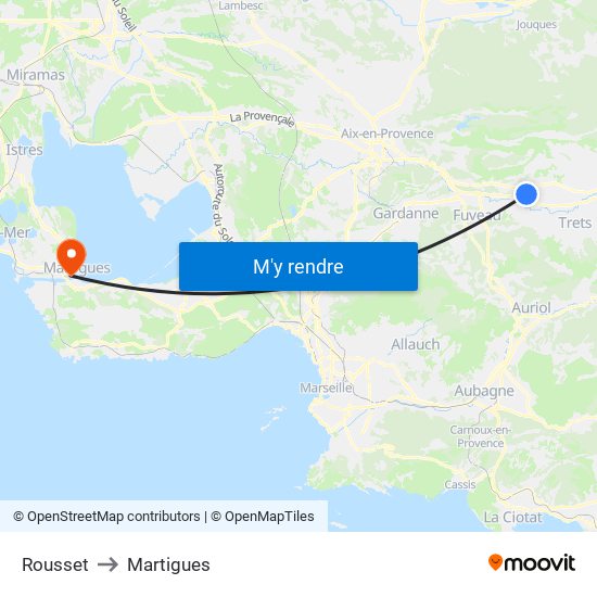 Rousset to Martigues map