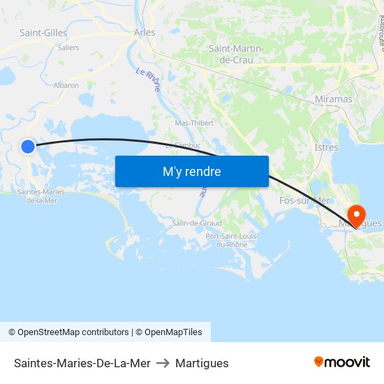 Saintes-Maries-De-La-Mer to Martigues map