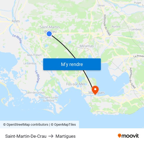 Saint-Martin-De-Crau to Martigues map