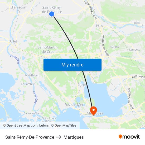 Saint-Rémy-De-Provence to Martigues map