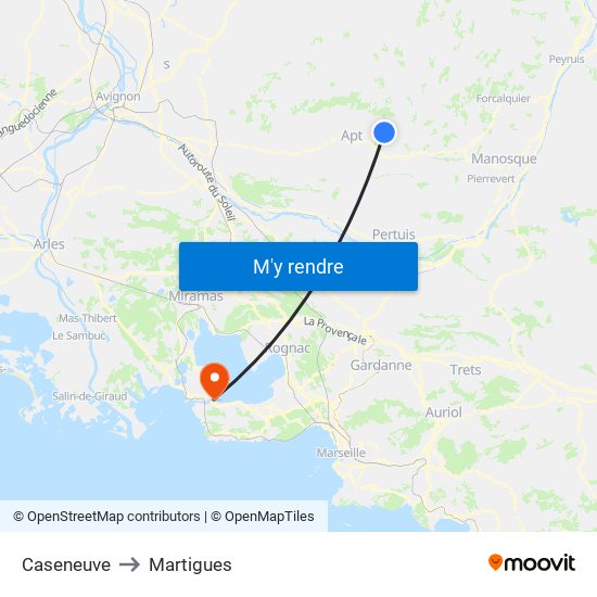 Caseneuve to Martigues map